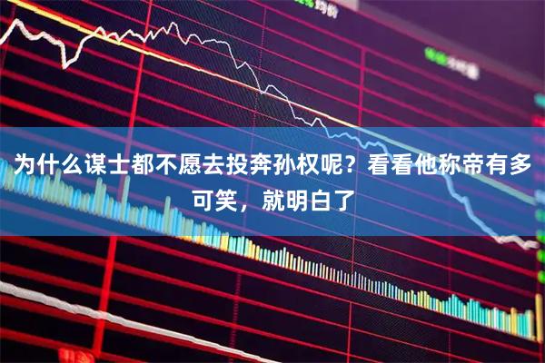 为什么谋士都不愿去投奔孙权呢？看看他称帝有多可笑，就明白了
