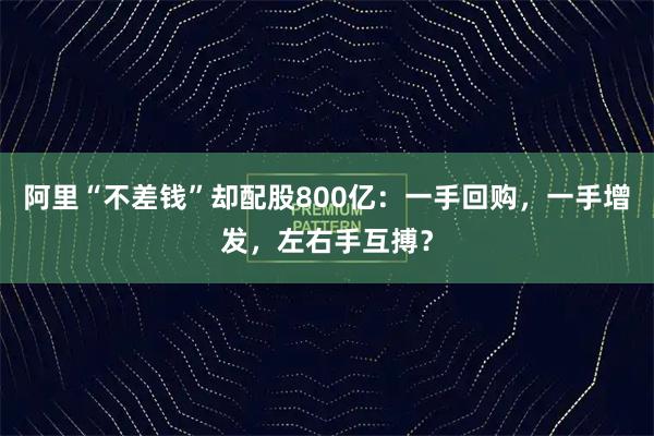 阿里“不差钱”却配股800亿：一手回购，一手增发，左右手互搏？